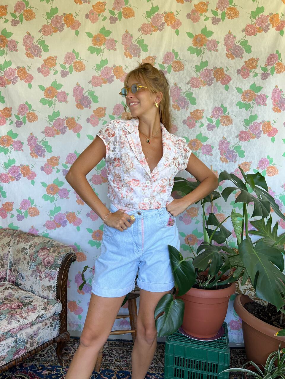 Vintage Transparent Flower Top