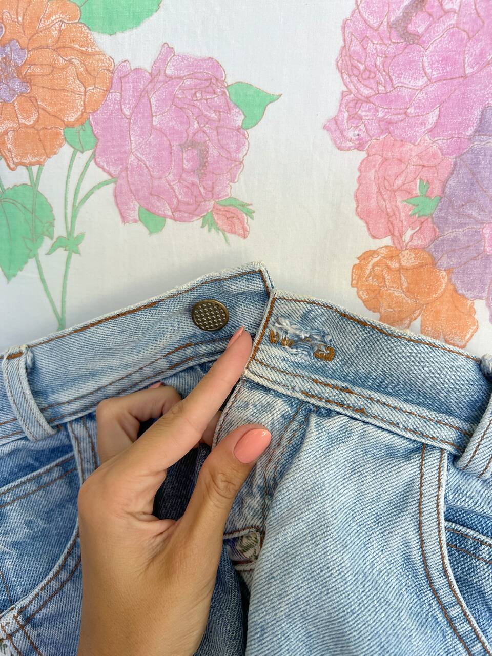 Flower Detailed Denim Shorts