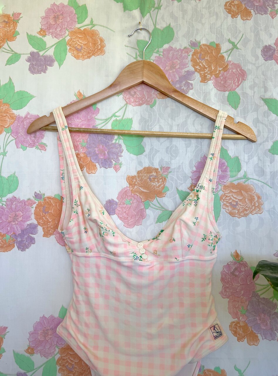 Pastel Pink 90's Vintage Swimsuit