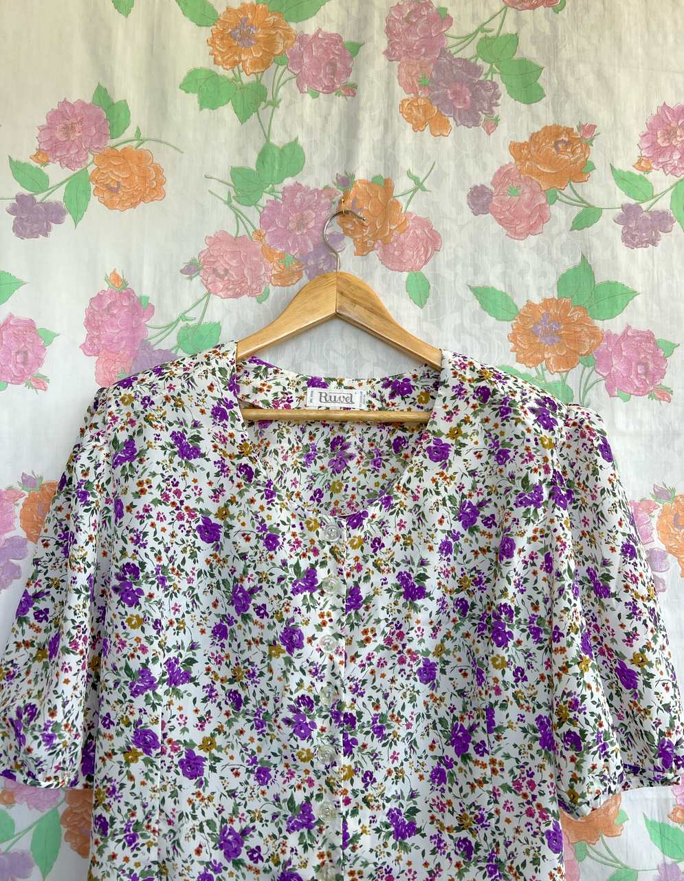 80's Lilac Flower Shirt