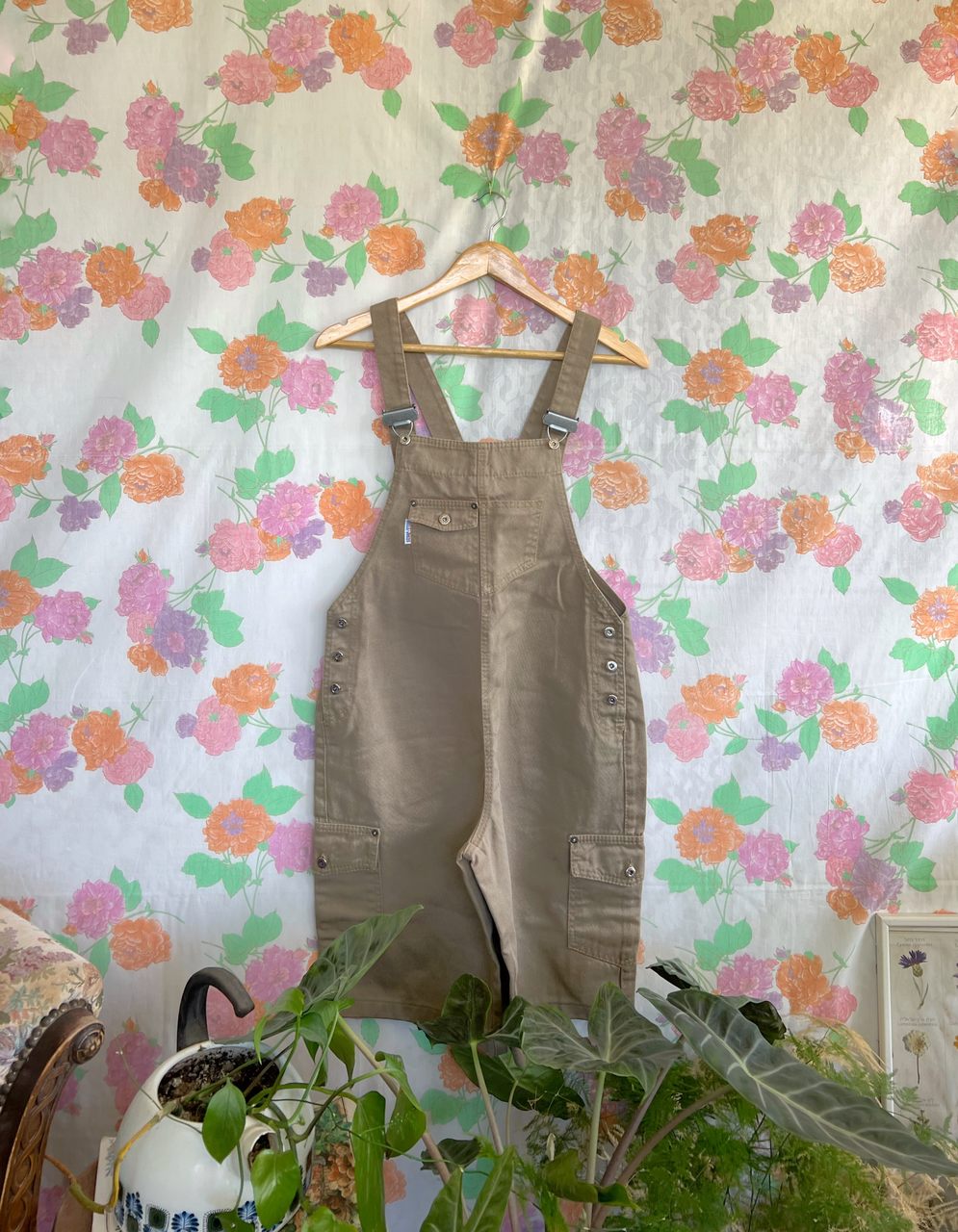 90's Kaki Cargo Jumpsuit