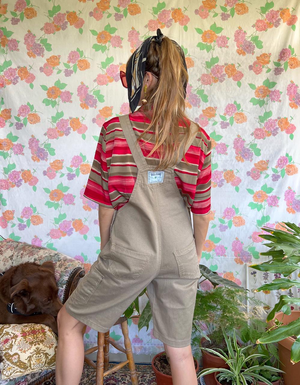 90's Kaki Cargo Jumpsuit