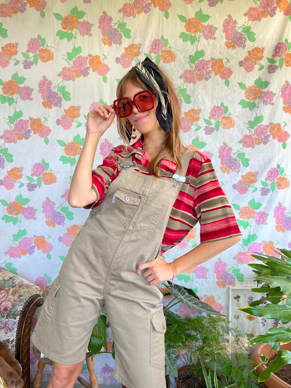 90's Kaki Cargo Jumpsuit