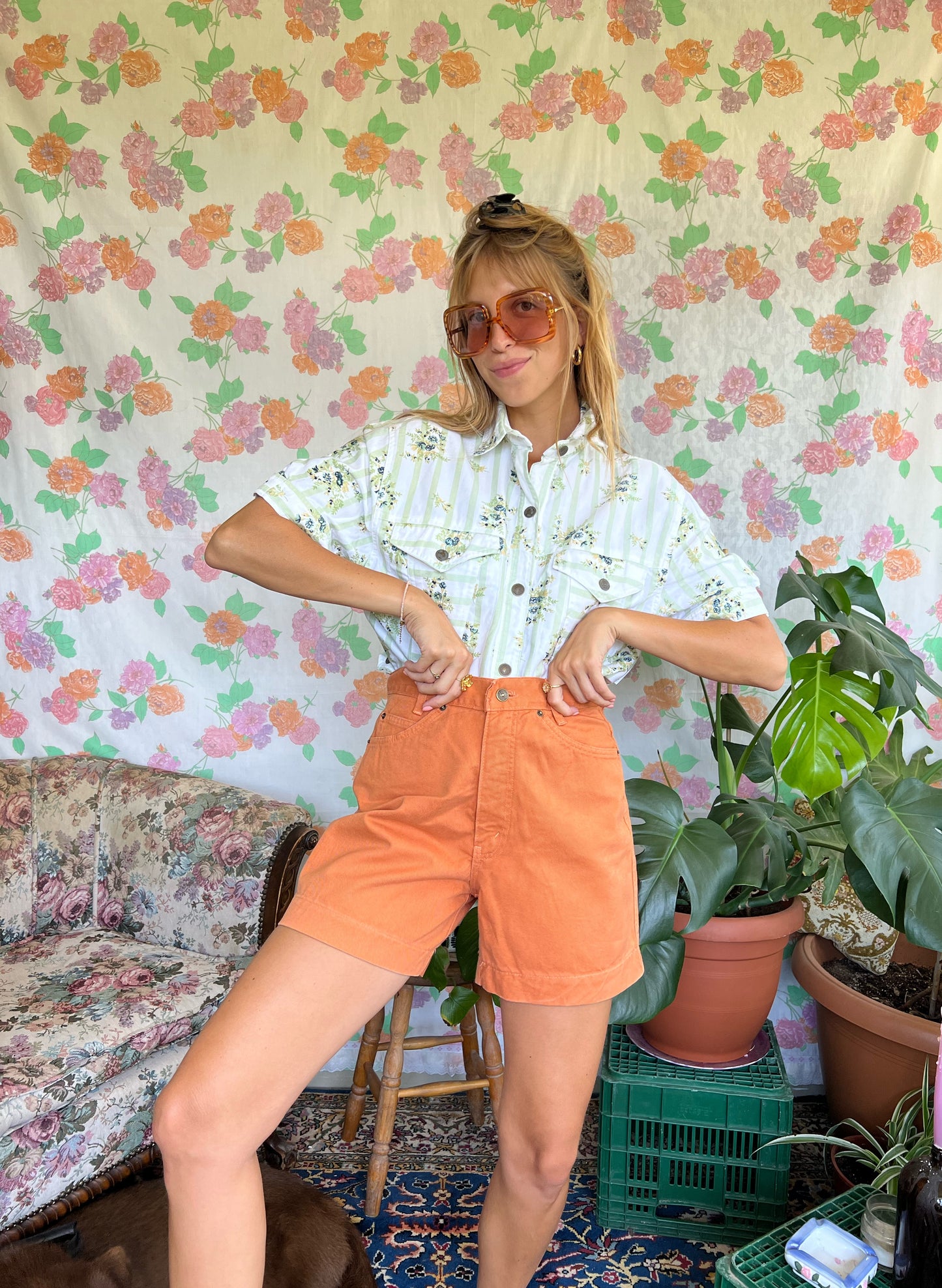 Denim Vintage Printed Top