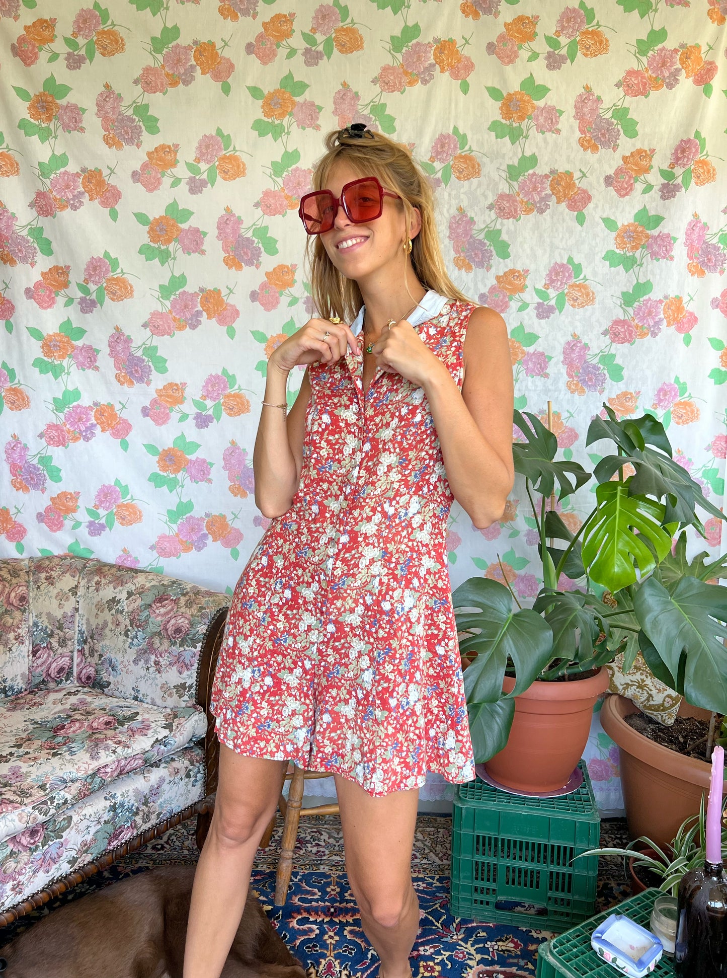 90's Cotton Printed Jumpsuit