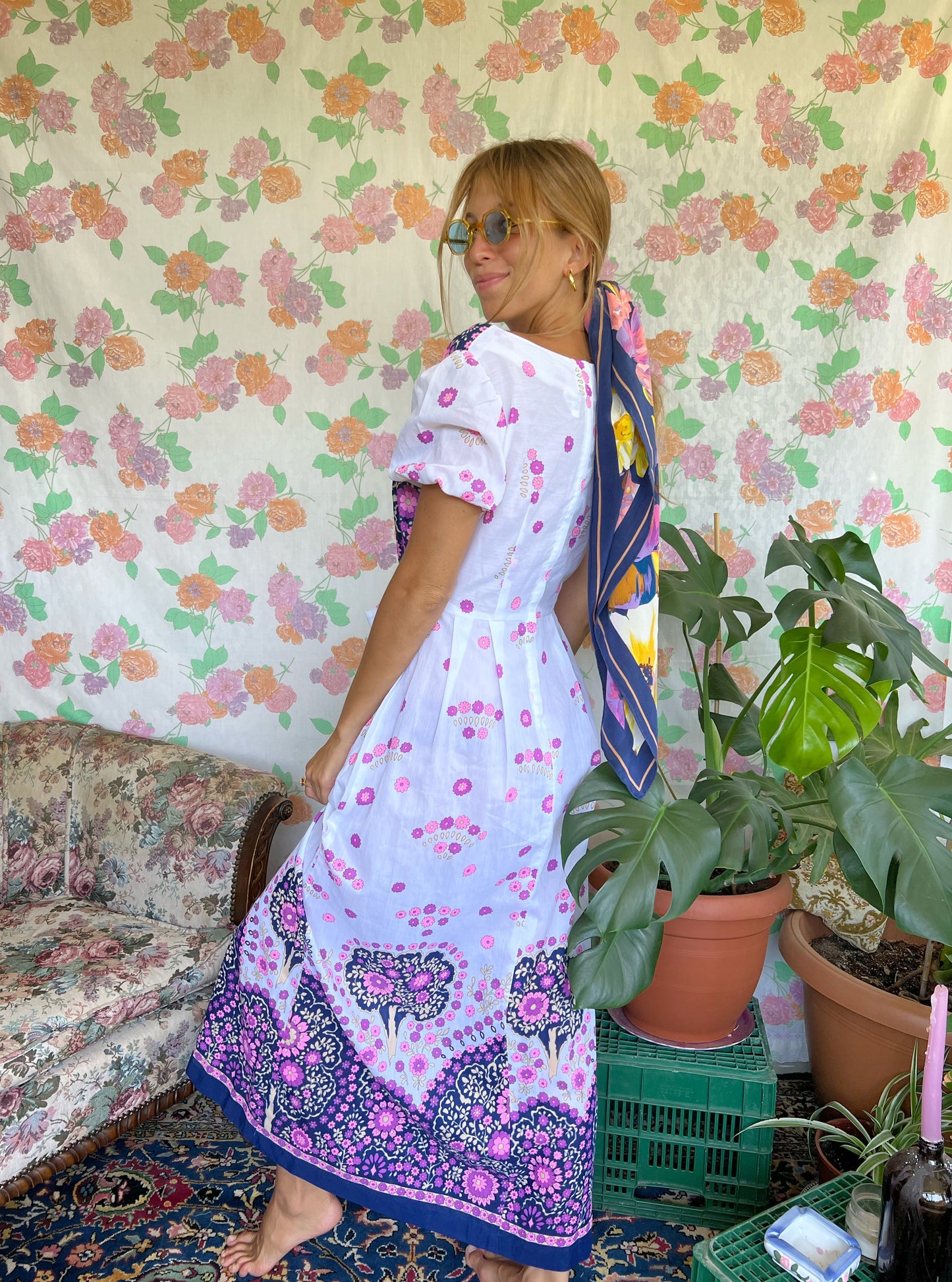 Flower Printed Silk Scarf