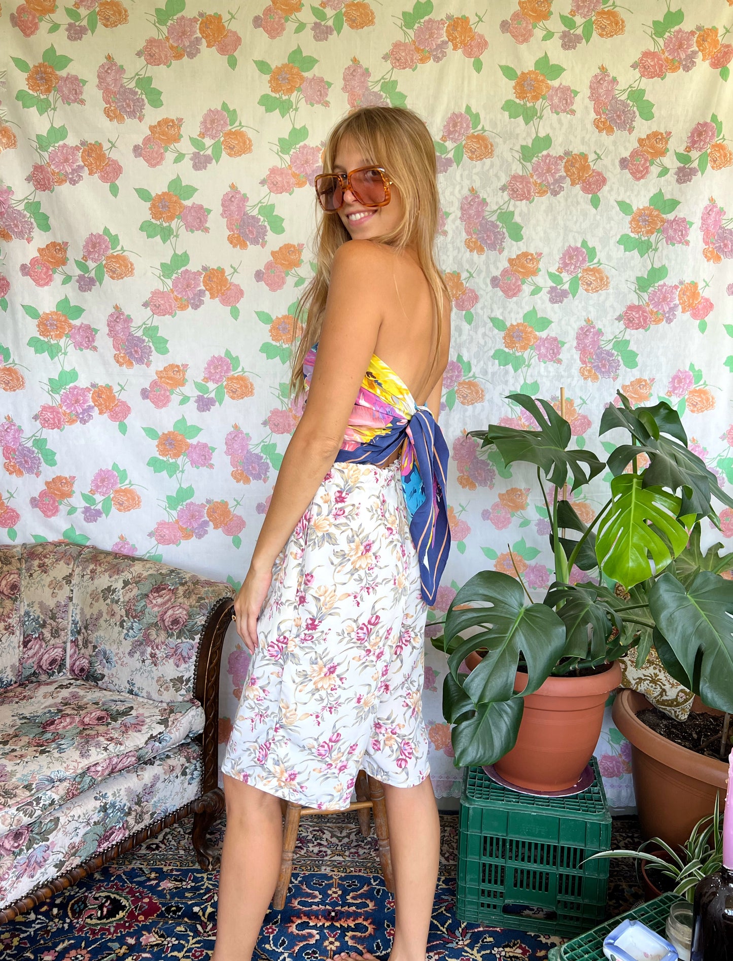 Flower Printed Silk Scarf