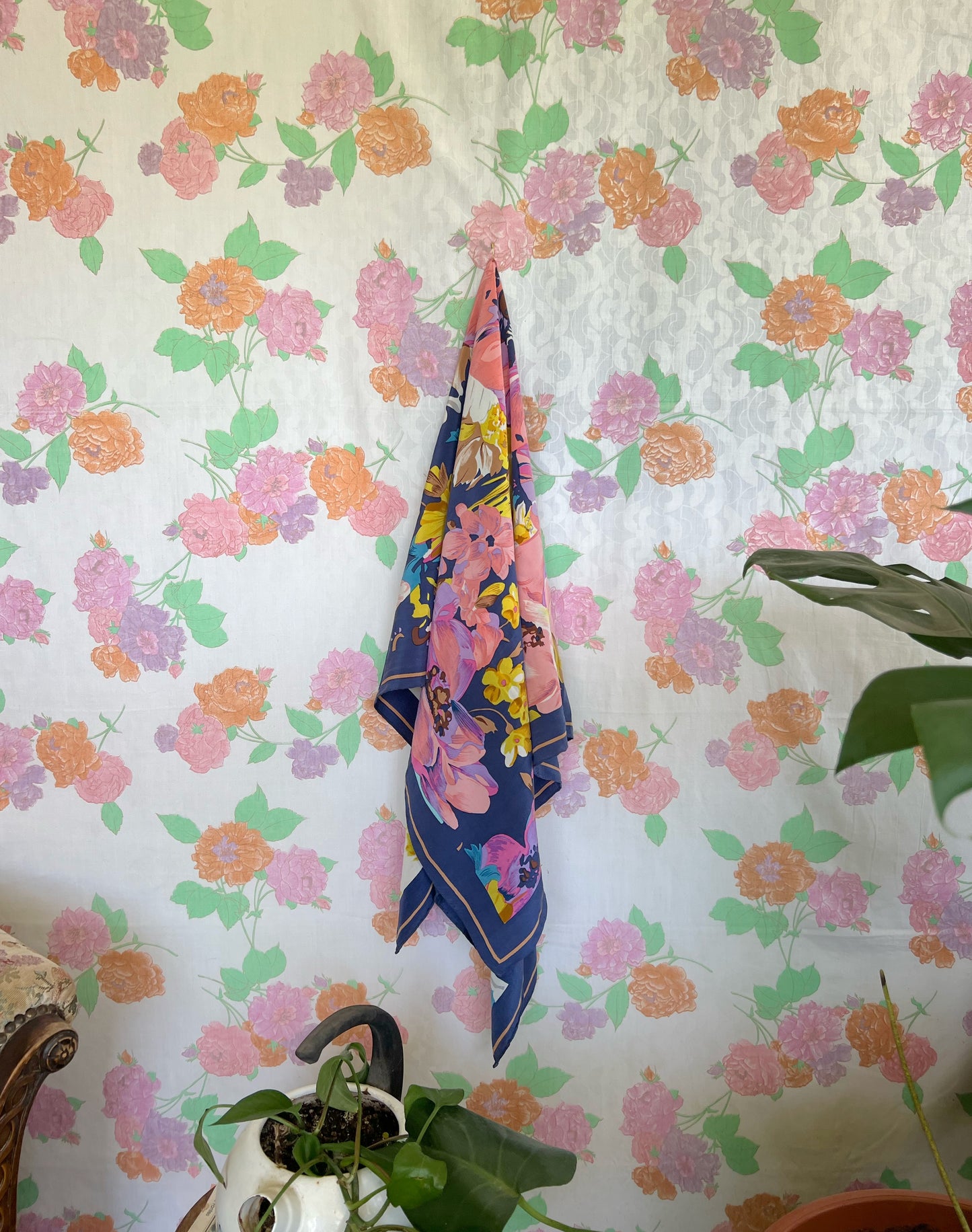 Flower Printed Silk Scarf