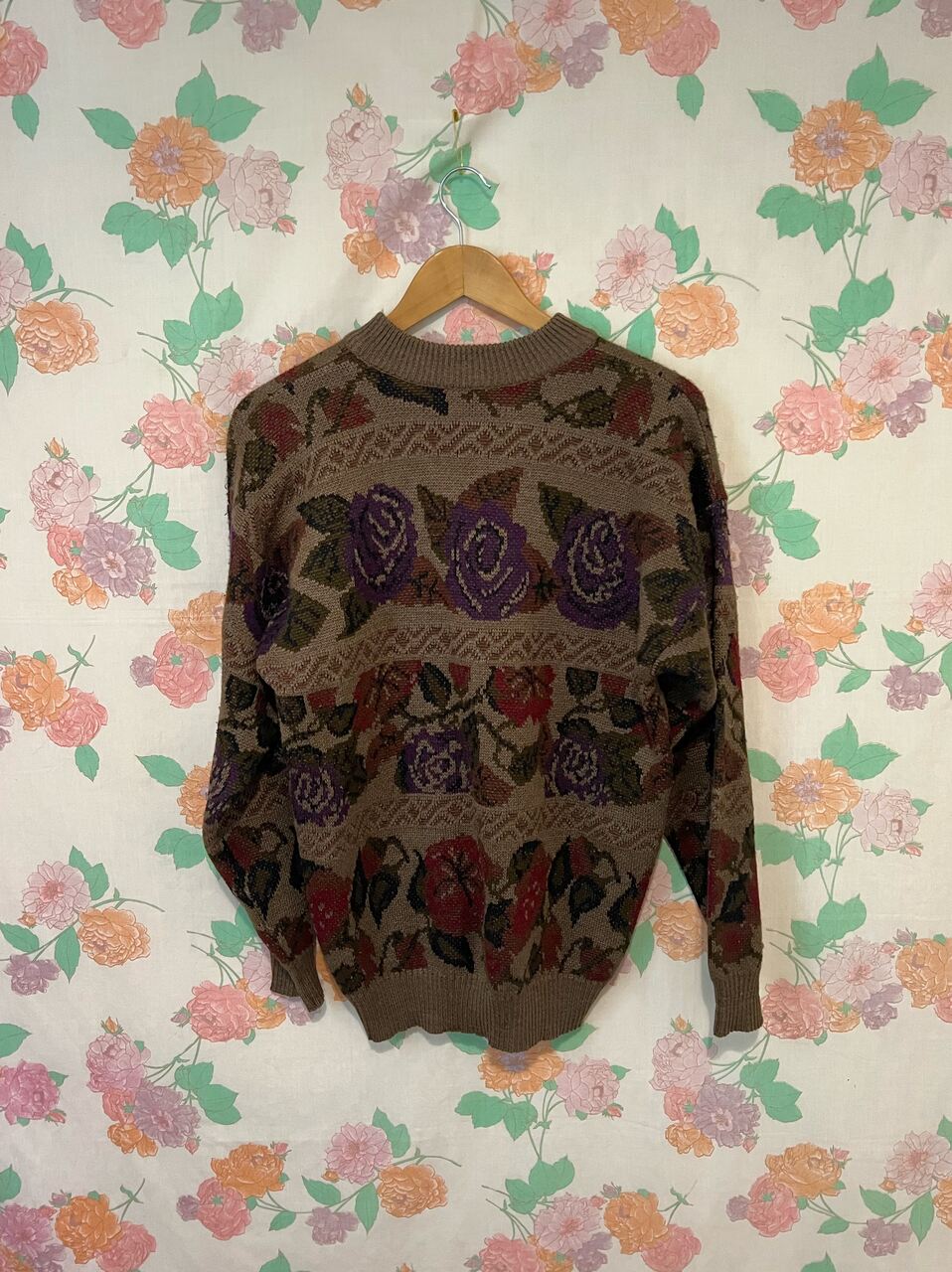 90's Wool Roses Sweater