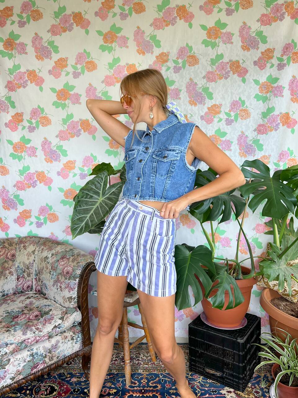 Striped Patch Vintage Shorts