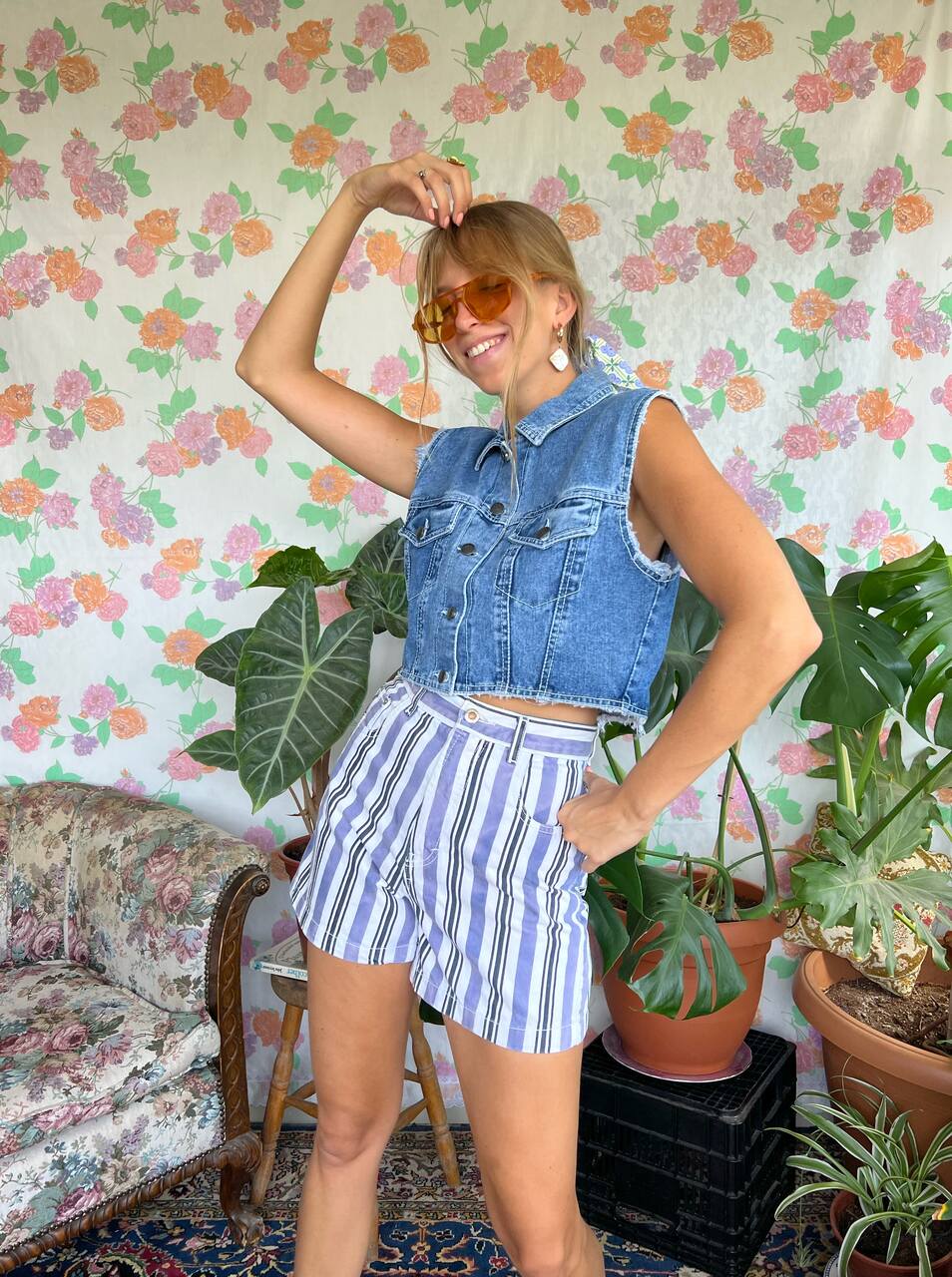 Striped Patch Vintage Shorts