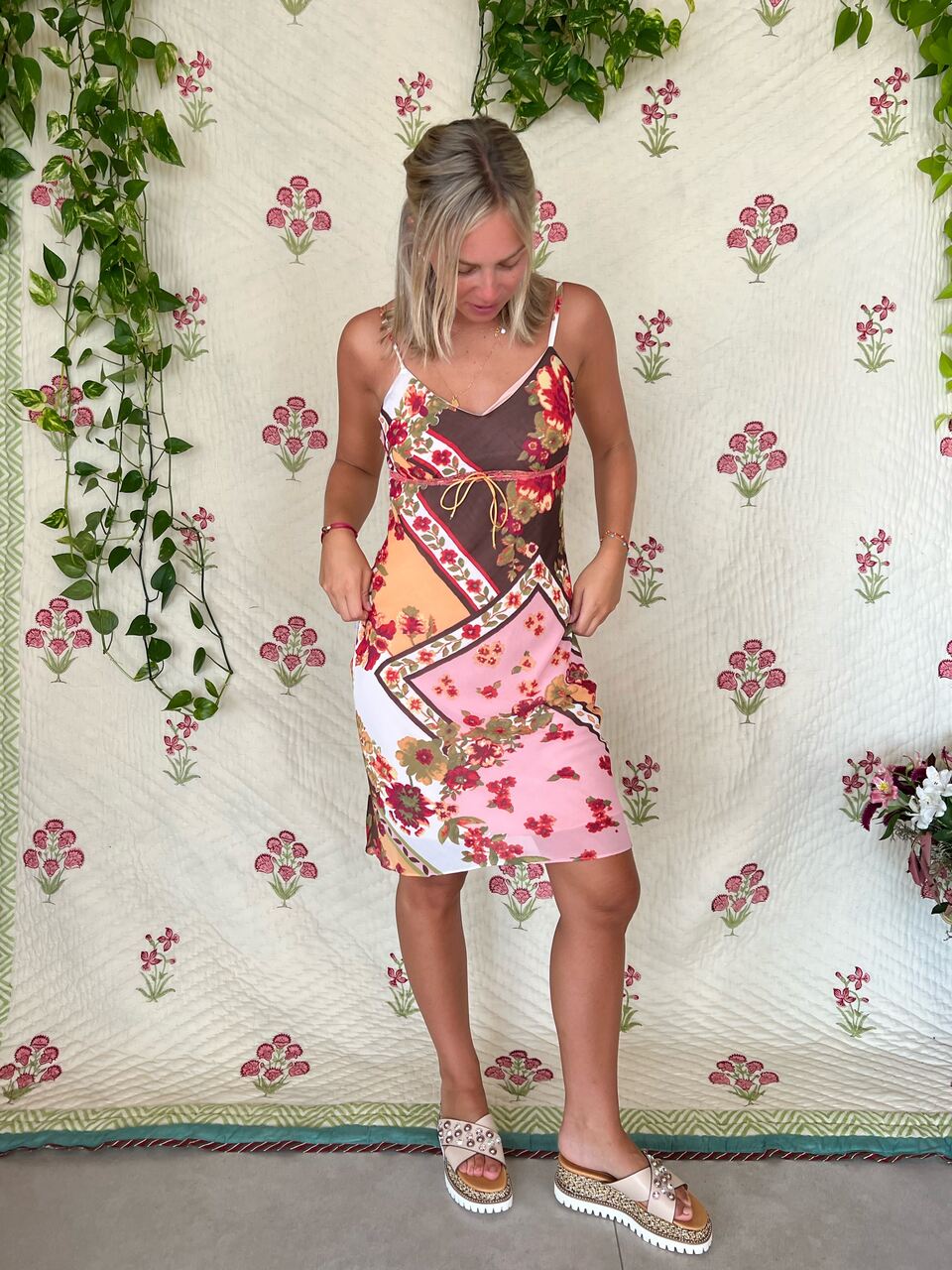 90's Boho Floral Slip Dress
