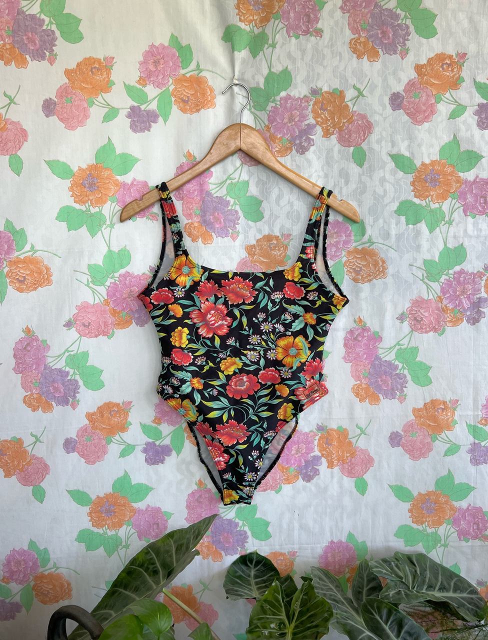 Black Flowery Swimsuit