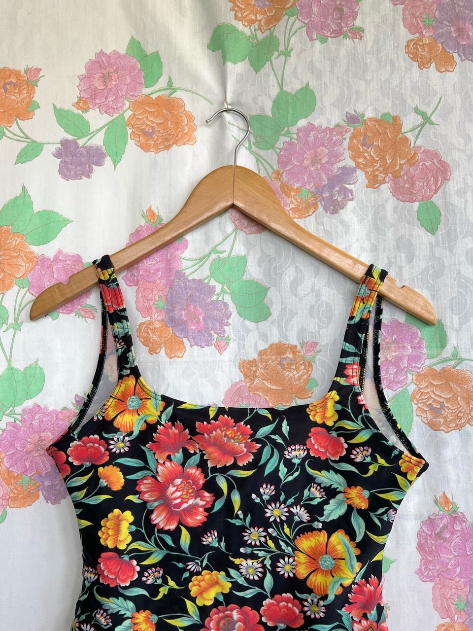 Black Flowery Swimsuit