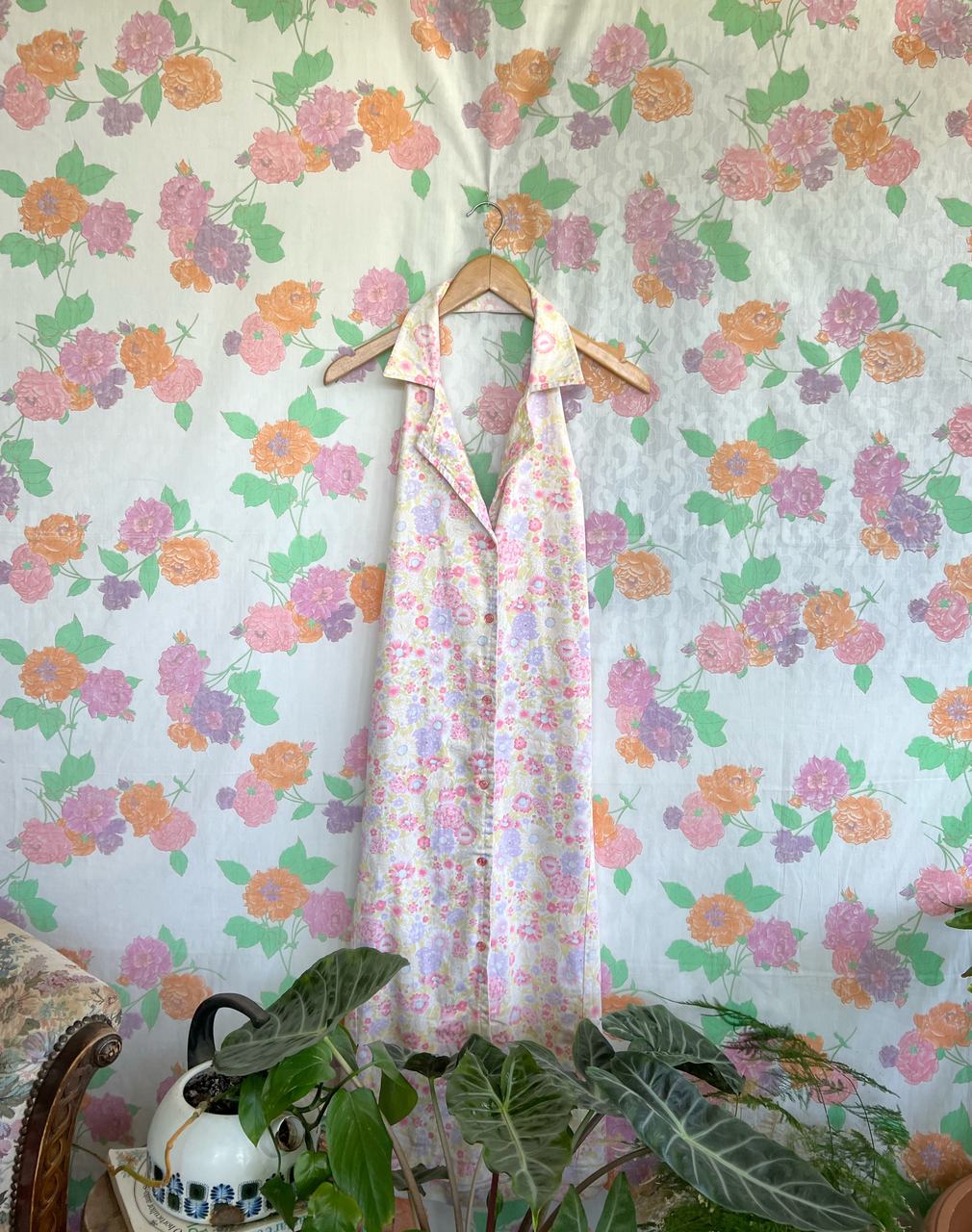 90's Flower Cotton Collar Dress