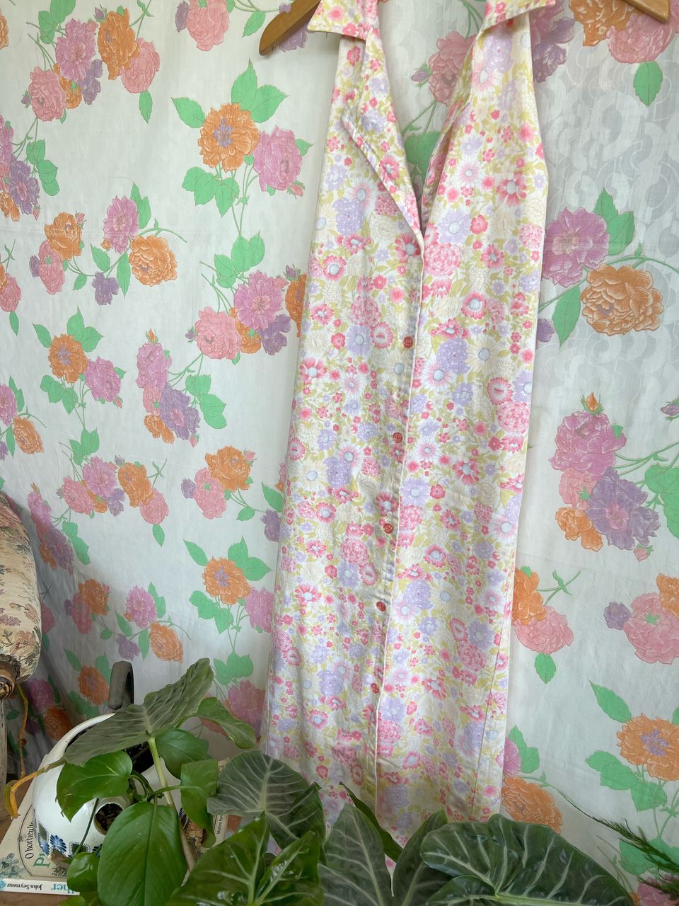 90's Flower Cotton Collar Dress
