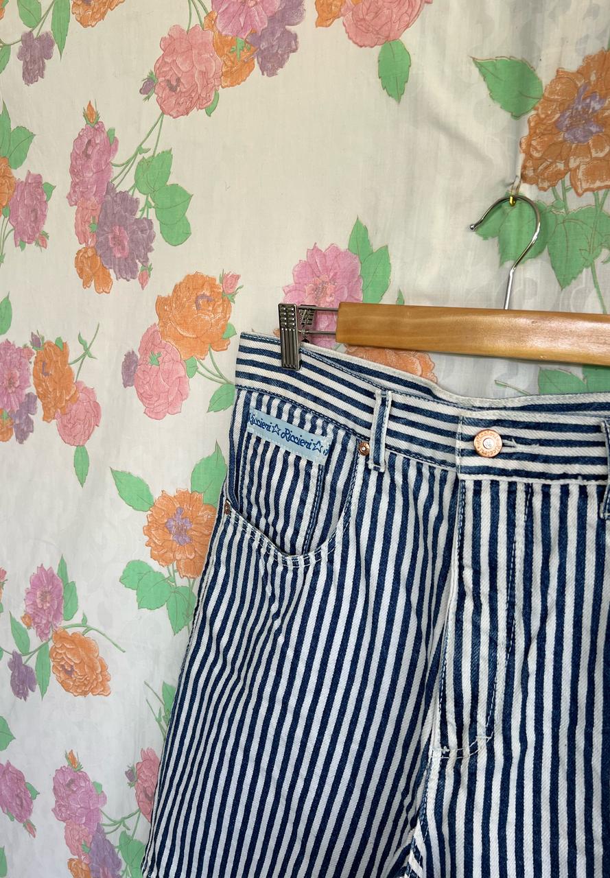90's Striped Navy&White Bermuda