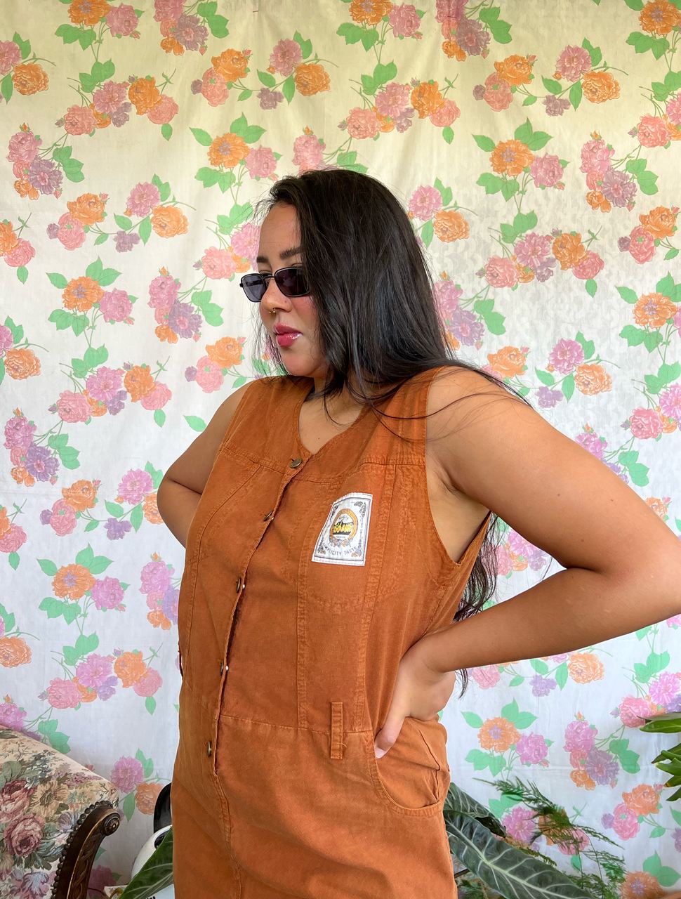 Caramel Vintage Cotton Jumpsuit