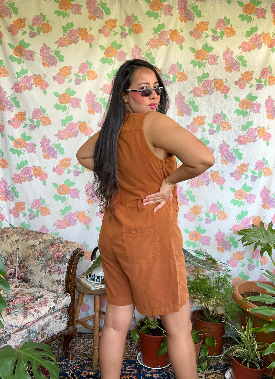 Caramel Vintage Cotton Jumpsuit