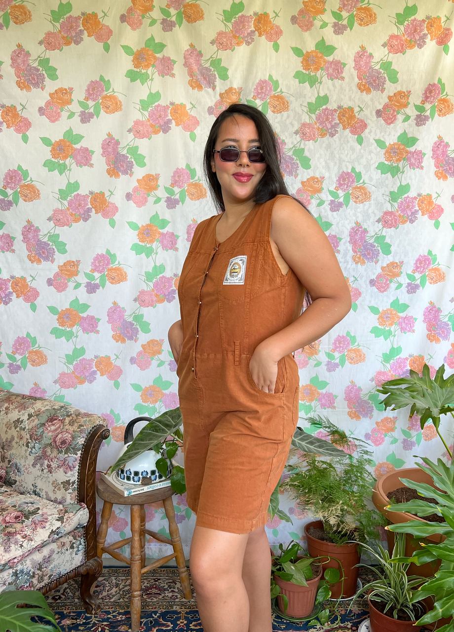 Caramel Vintage Cotton Jumpsuit