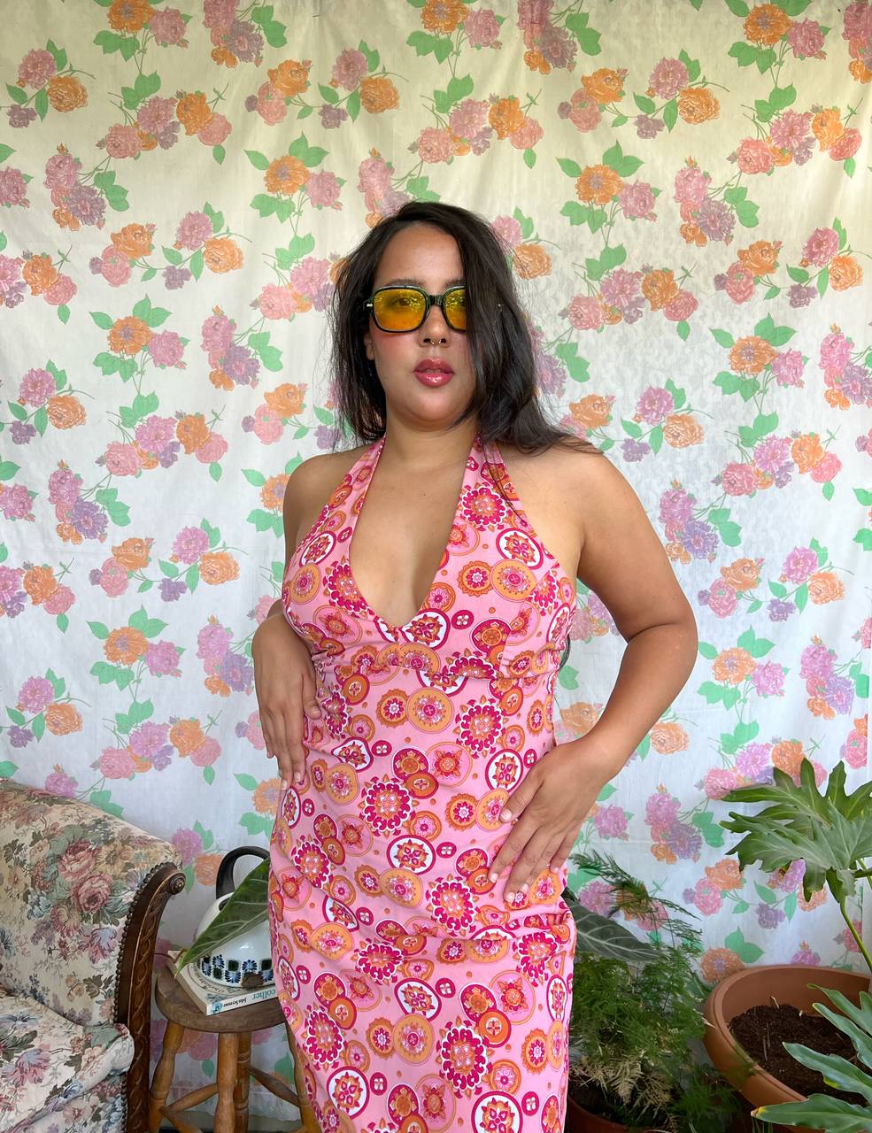 90's Pink Pattern Dress