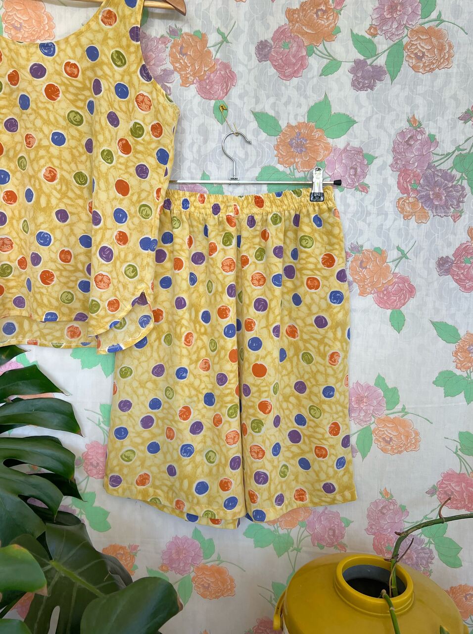 80's Yellow Polka Dots Set
