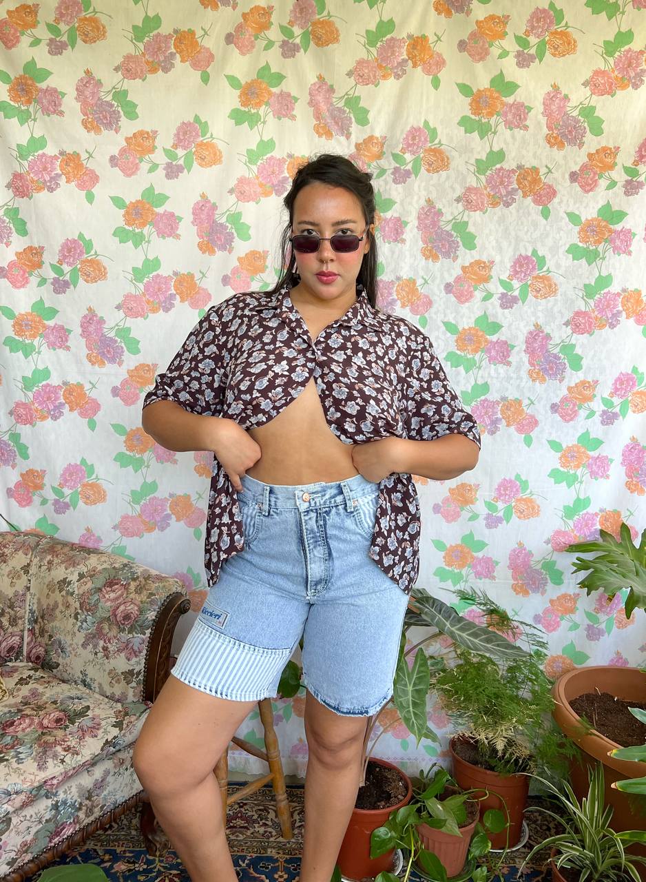 Vintage Printed Flower Shirt