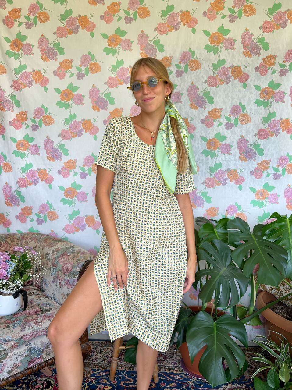 Vintage Pattern Polyester Dress