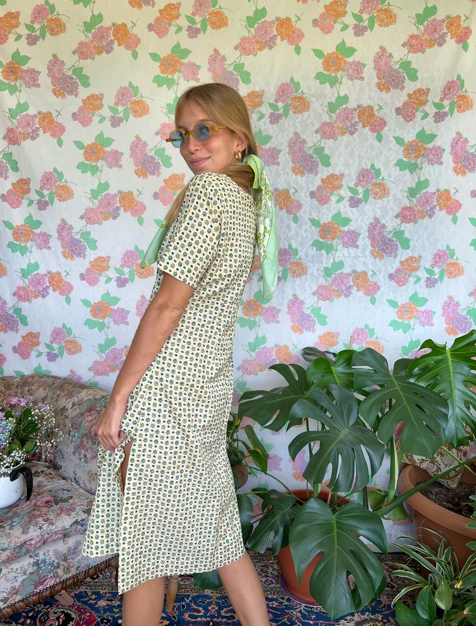 Vintage Pattern Polyester Dress