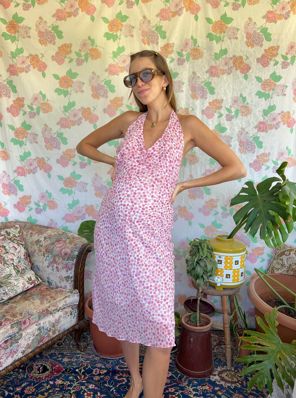 2000's Pink Flower Dress