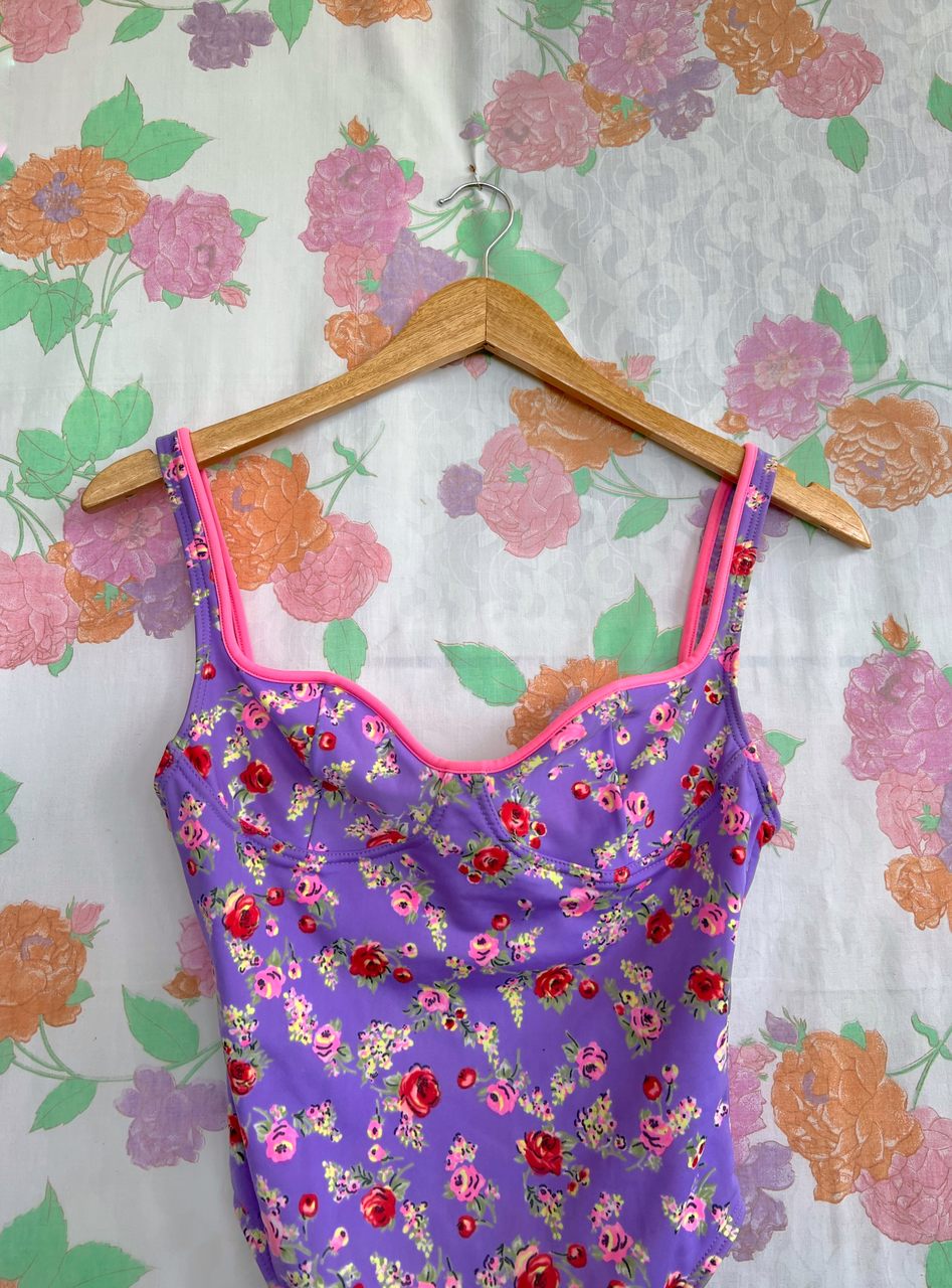 Lilac Flowery Vintage Swimsuit