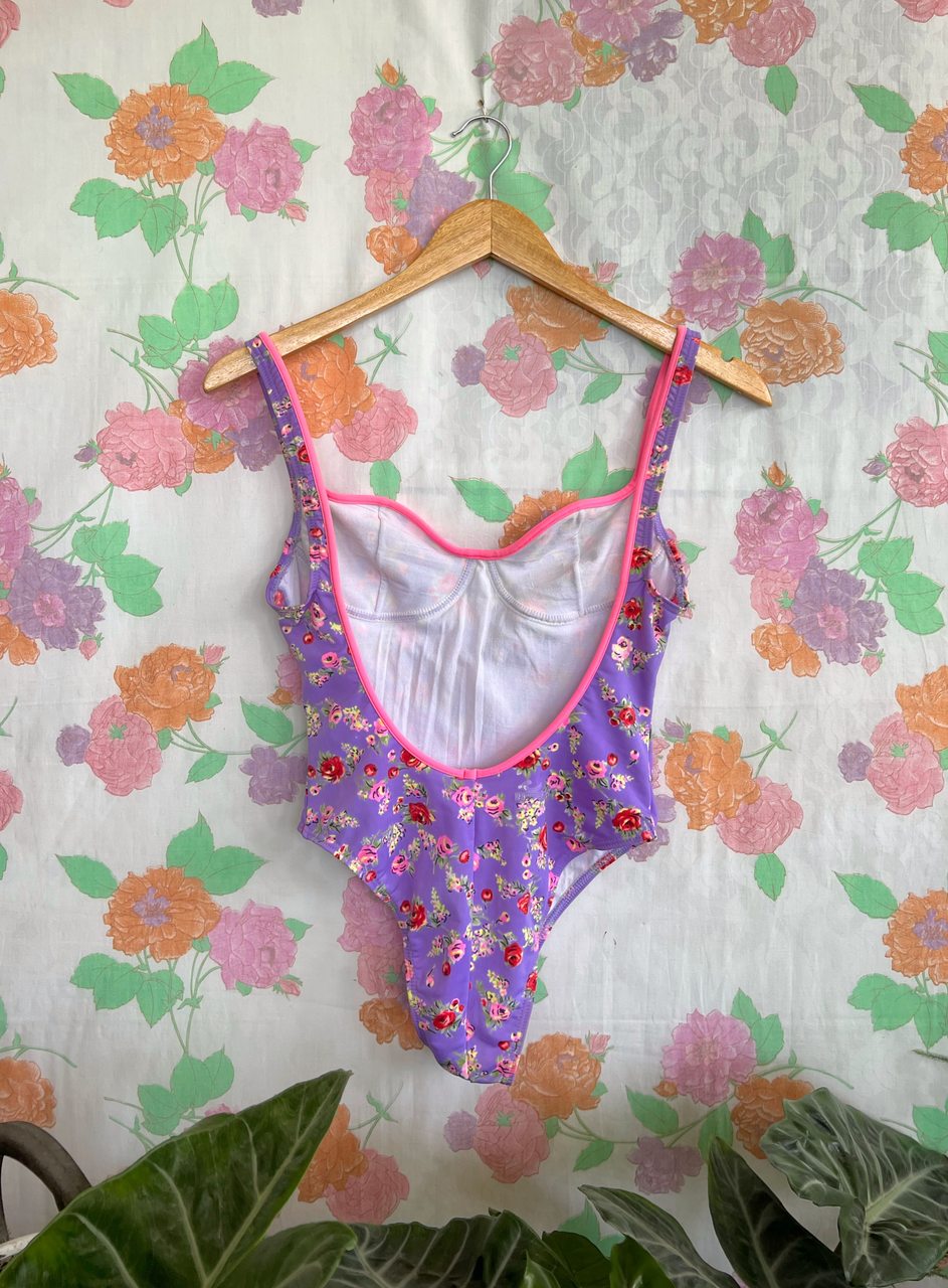 Lilac Flowery Vintage Swimsuit