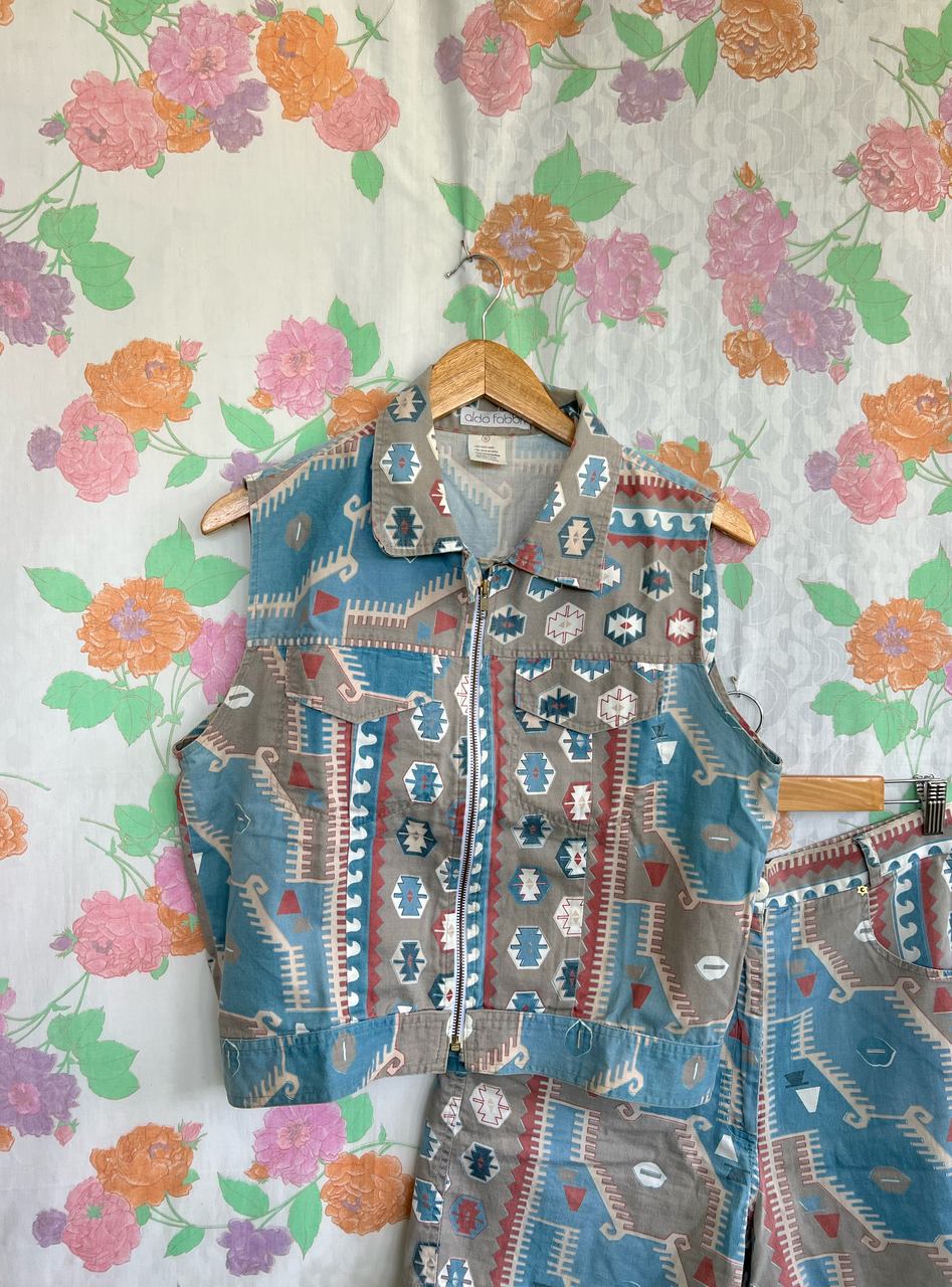 Vintage Printed Vest/Shorts Set