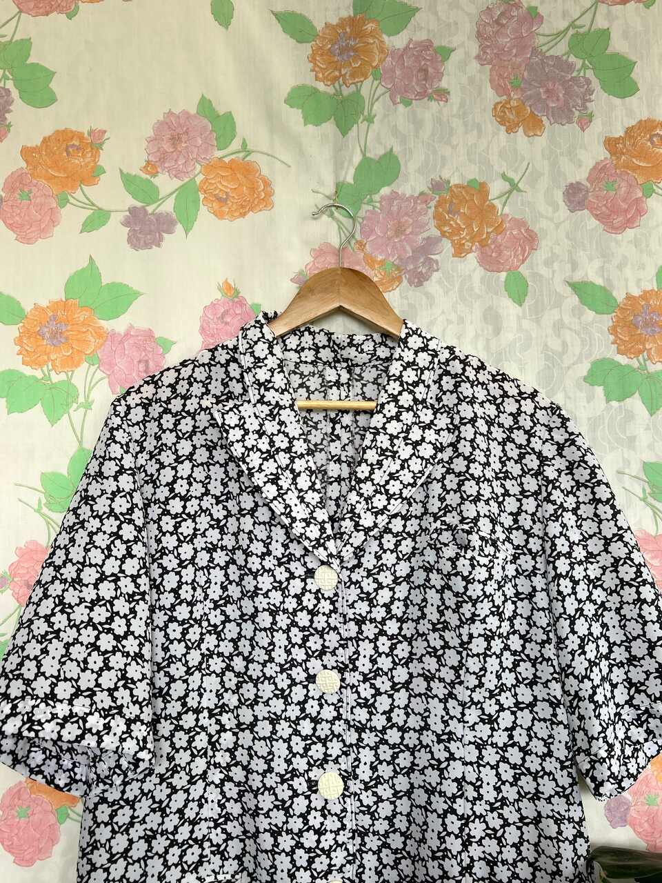 B&W Oversized Flower Shirt