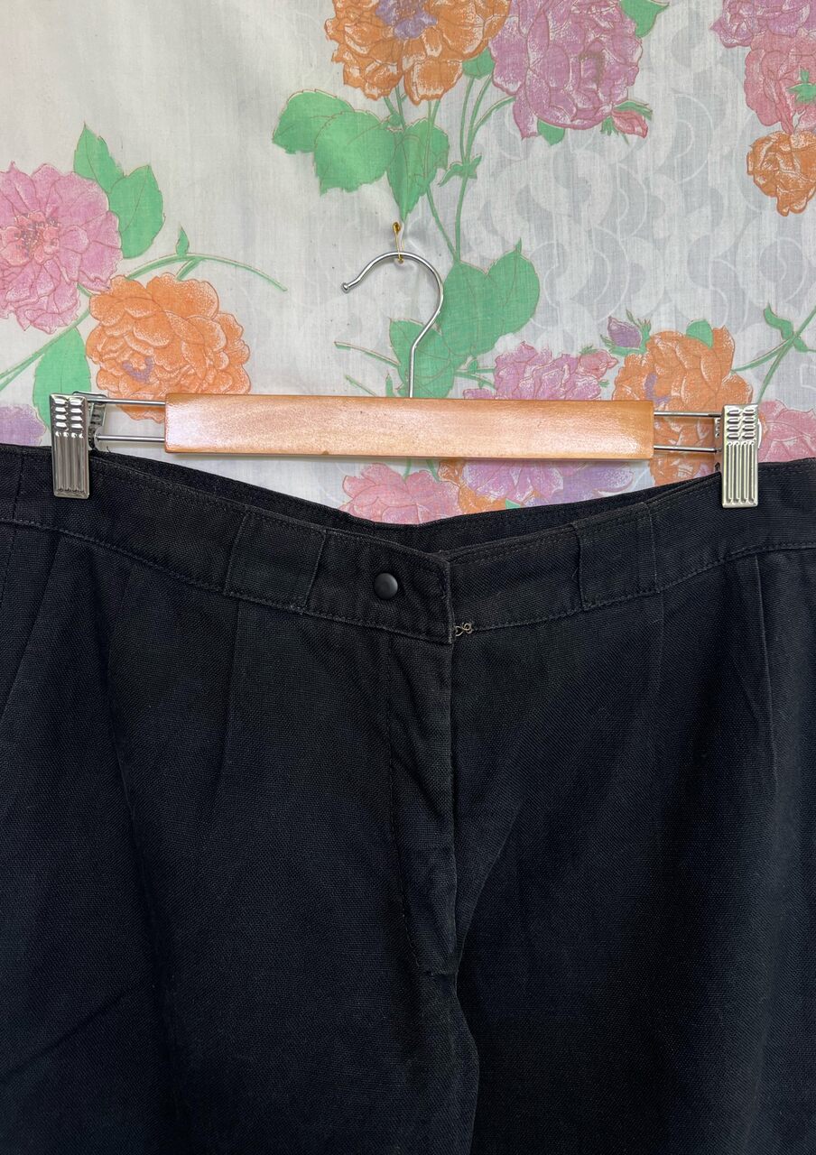 Black Tailored Linen Vintage Pants