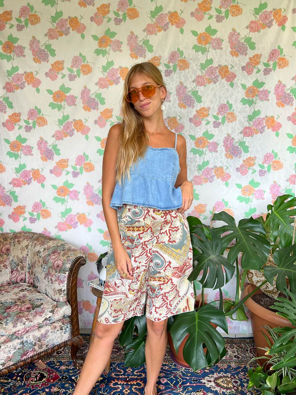 90's Denim Sleeveless Cropped Top