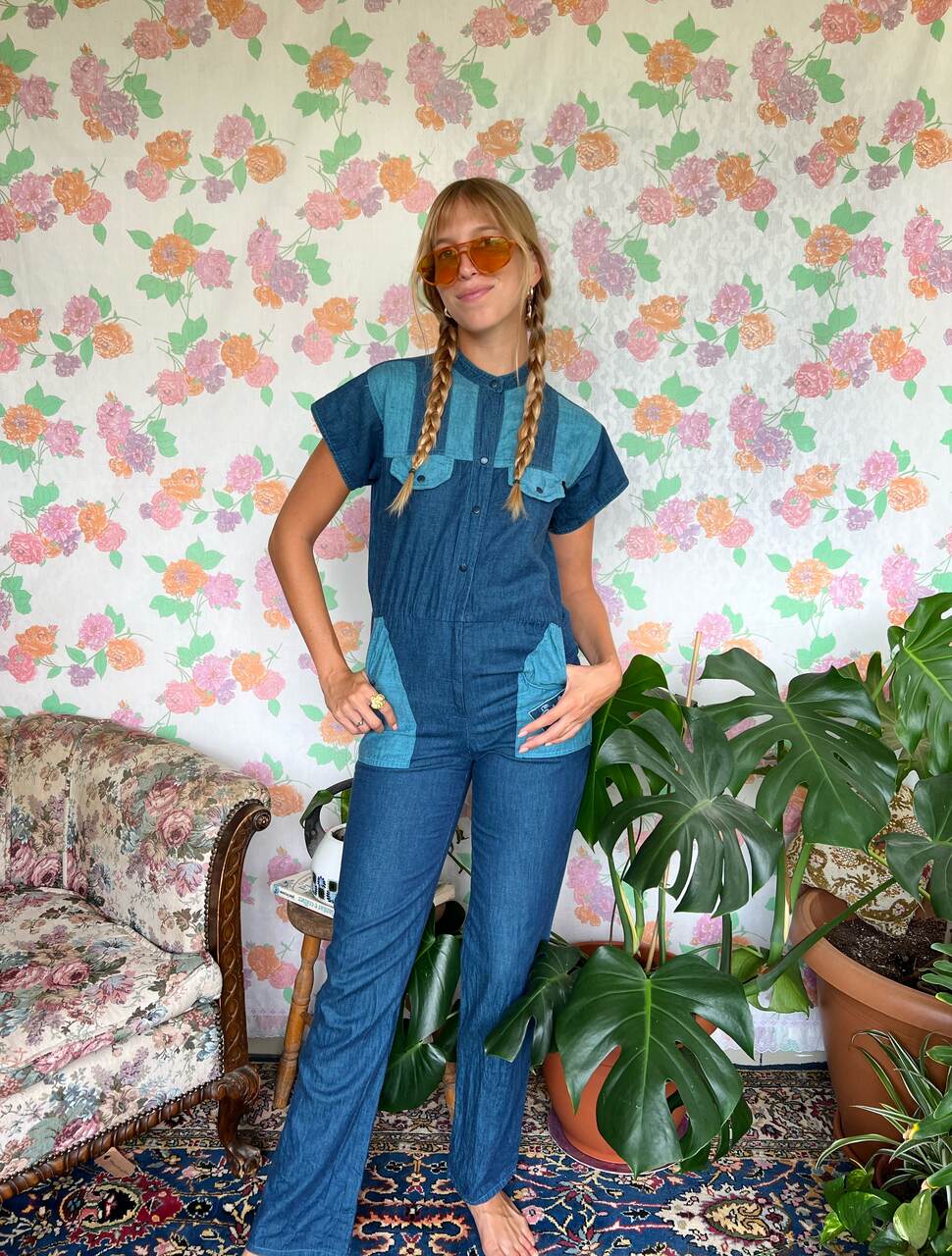 Unique 80's Blue Jumpsuit