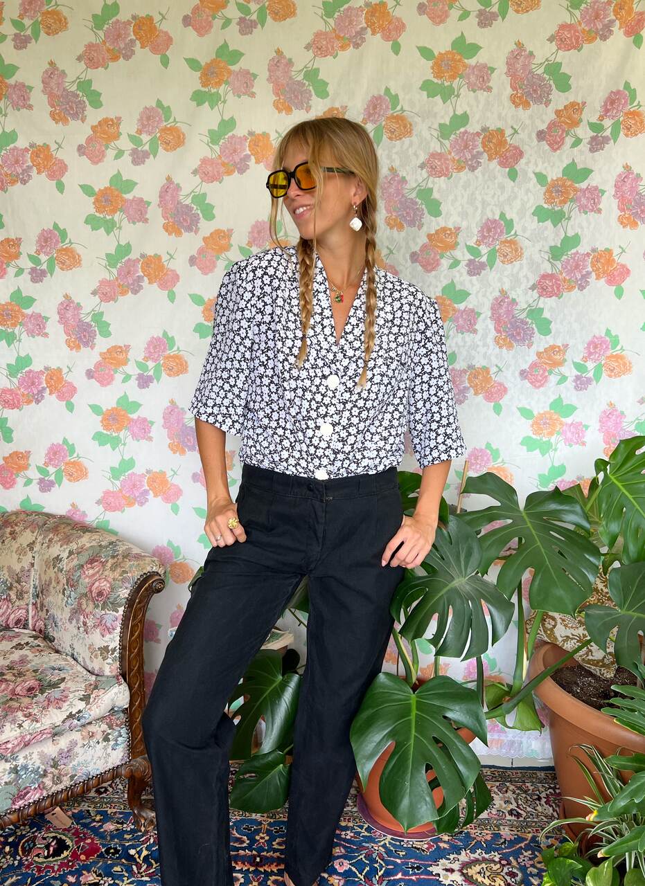 B&W Oversized Flower Shirt