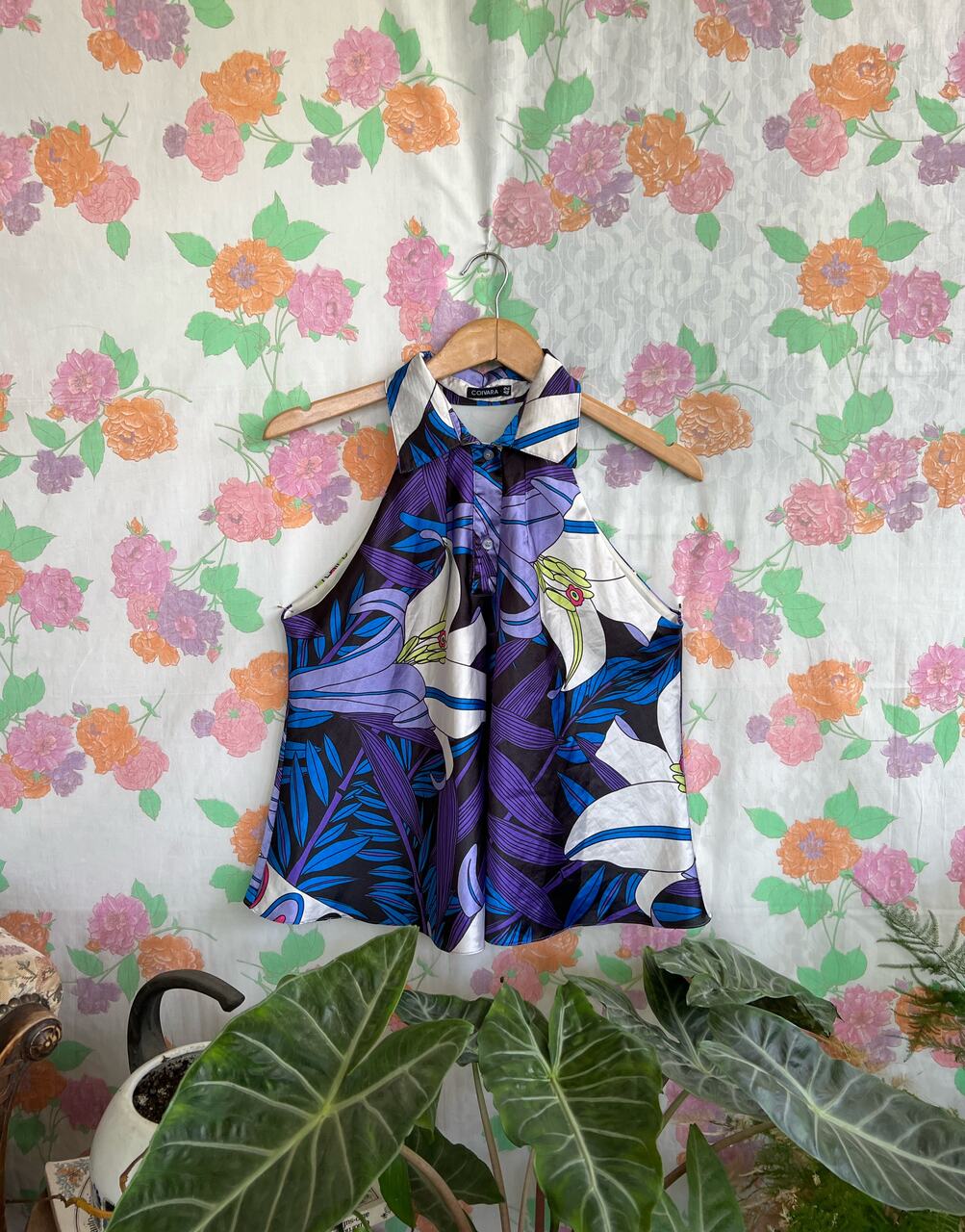 Satin Vintage Sleeveless Blouse