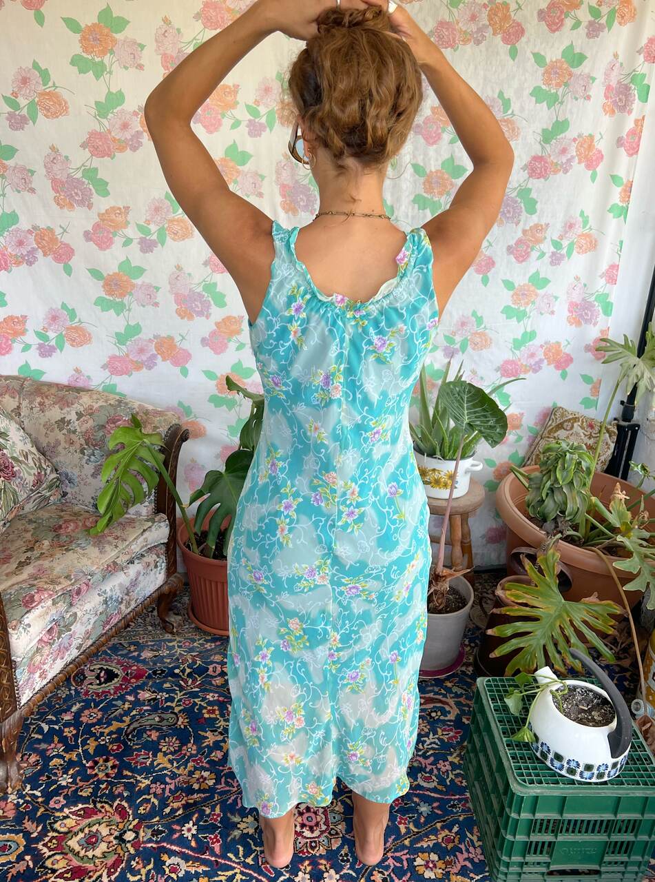90's Aqua Flower Unique Dress