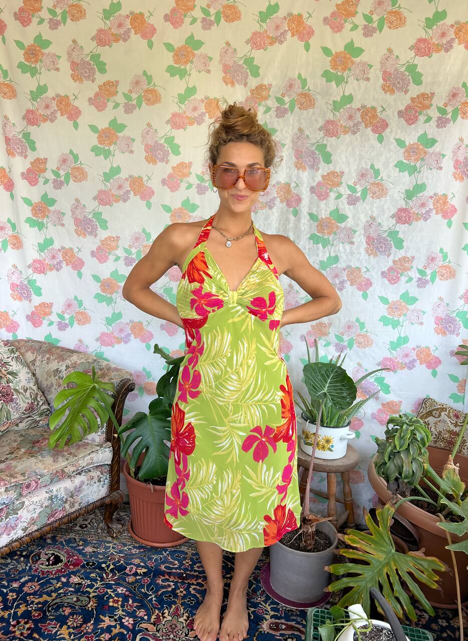 Y2K Tropical Printed Dress