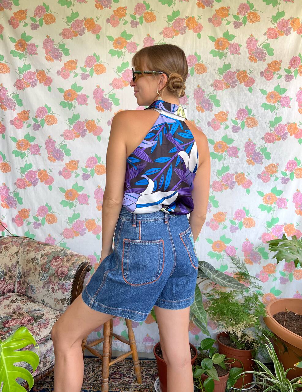 Satin Vintage Sleeveless Blouse