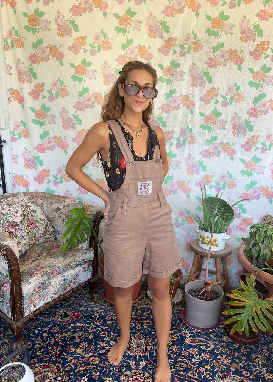 90's Brown Dungaree Romper