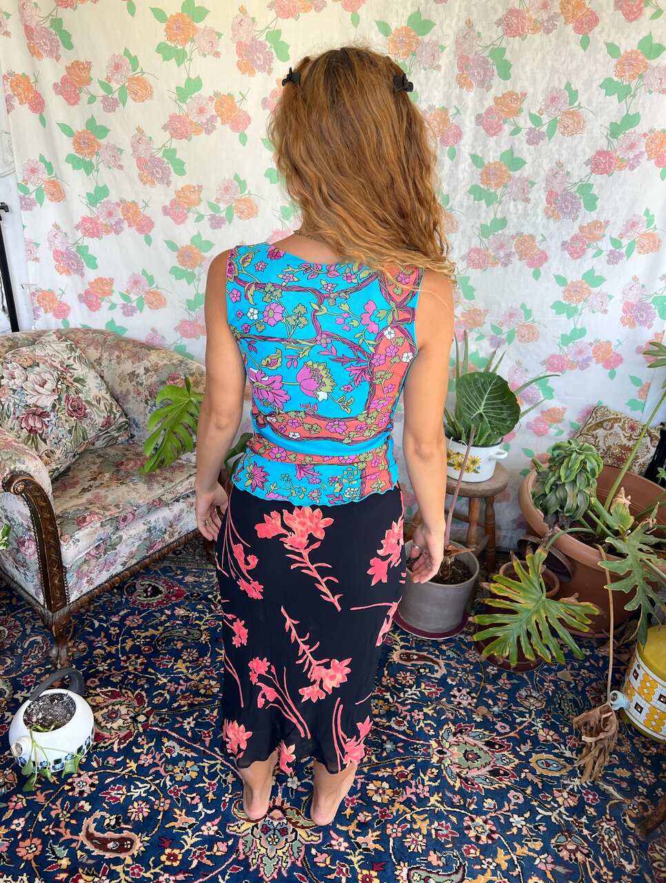 90's Blue Floral Tank Top