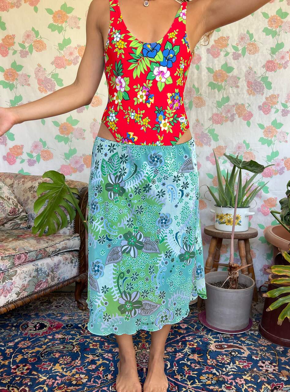 90's Insane Floral Skirt