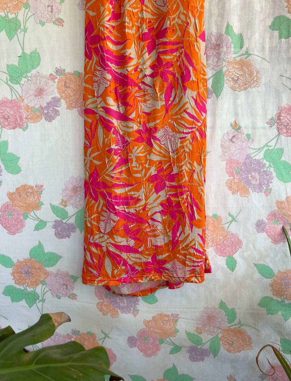 2000's Pink Tropical Halter Dress