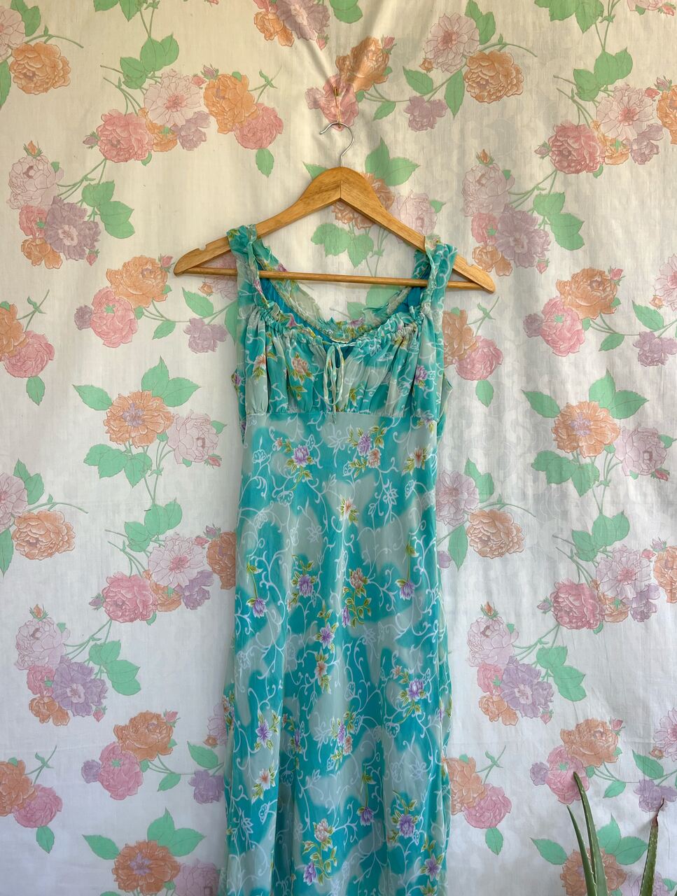 90's Aqua Flower Unique Dress