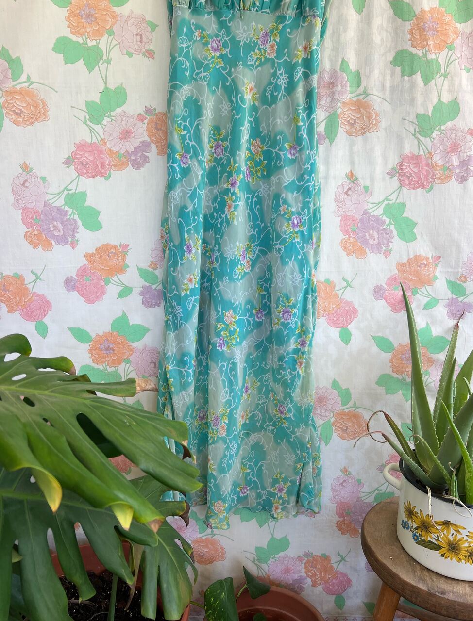 90's Aqua Flower Unique Dress