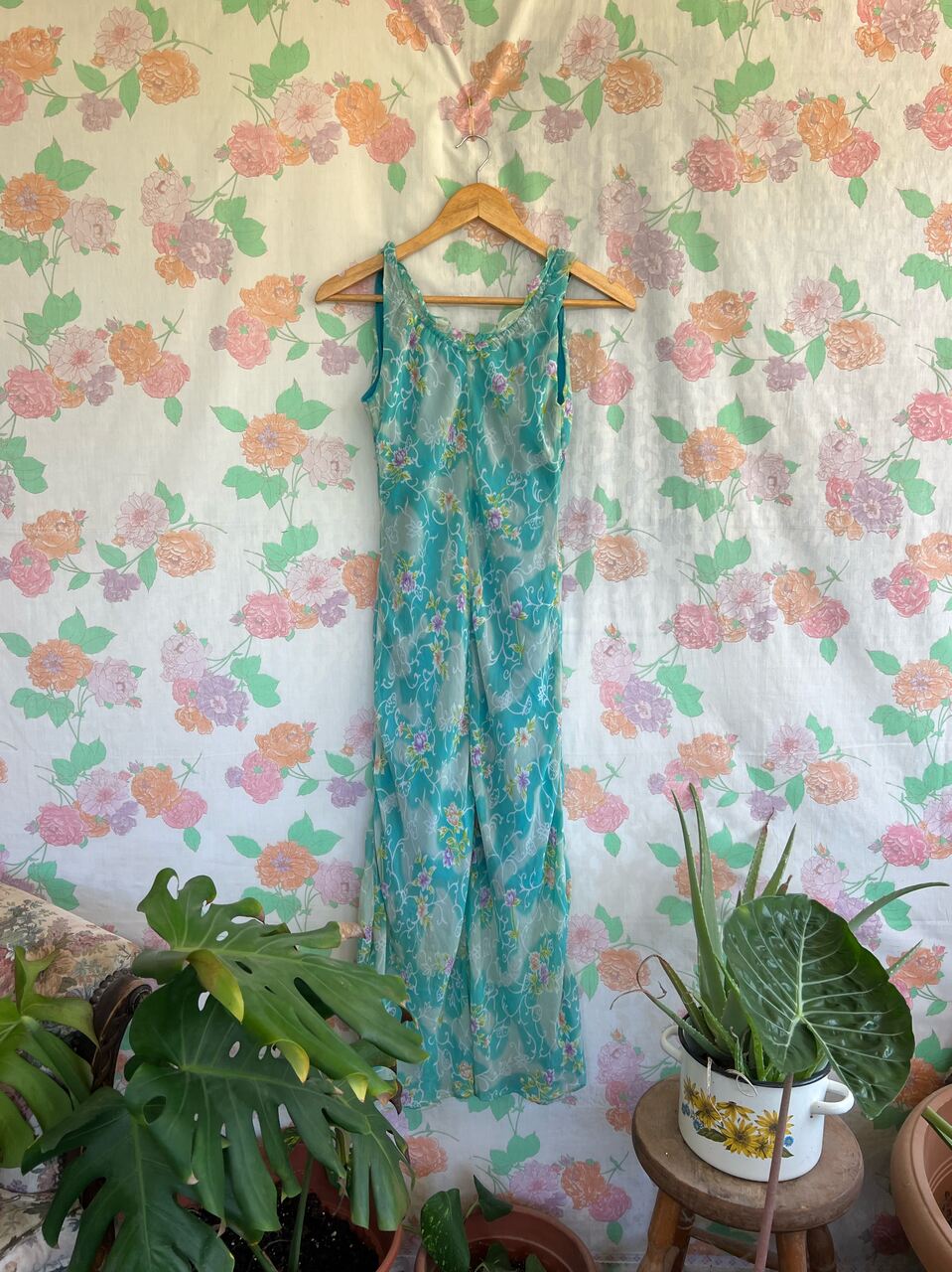 90's Aqua Flower Unique Dress