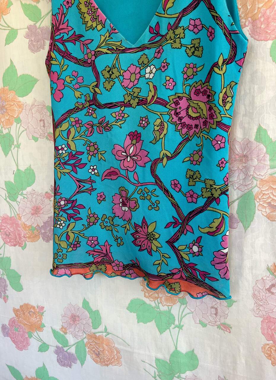 90's Blue Floral Tank Top